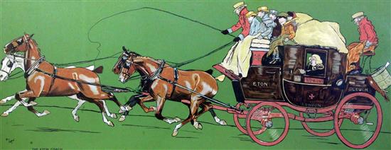 Cecil Aldin (1870-1935) The Glasgow Coach and The Eton Coach, 10.5 x 27.5in.